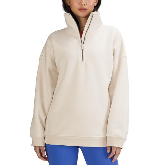 Lululemon 'Thick' Cream Polyester Fleece Half-Zip Size XS / S - Picture 1 of 4